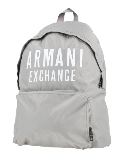 Shop Armani Exchange Backpacks In Light Grey