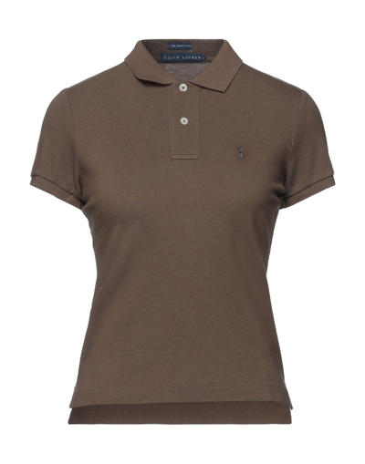 Shop Polo Ralph Lauren Woman Polo Shirt Dark Brown Size Xs Cotton