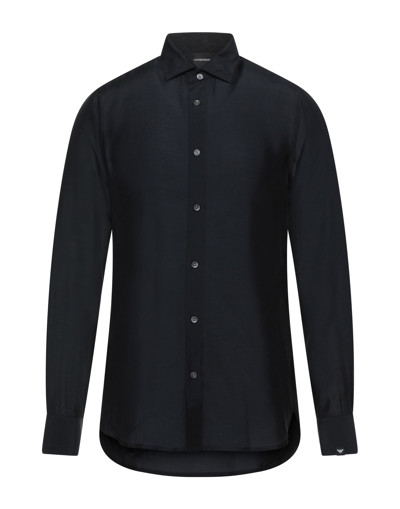 Shop Emporio Armani Man Shirt Midnight Blue Size S Modal, Silk