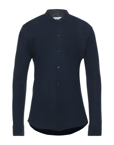 Shop Paolo Pecora Man Shirt Midnight Blue Size 15 ¾ Cotton
