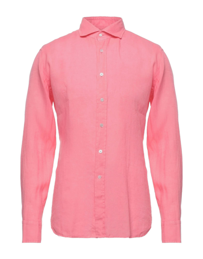 Shop Bagutta Man Shirt Pink Size 17 ¾ Linen