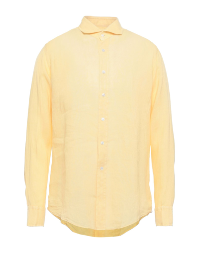 Shop Bagutta Man Shirt Yellow Size 17 ¾ Linen