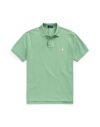 Shop Polo Ralph Lauren Custom Slim Fit Mesh Polo Shirt Man Polo Shirt Light Green Size S Cotton