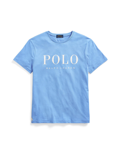 Shop Polo Ralph Lauren Custom Slim Fit Logo Jersey T-shirt Man T-shirt Pastel Blue Size L Cotton