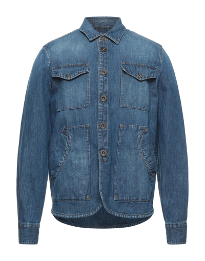 Shop Lardini Man Denim Shirt Blue Size 40 Cotton, Linen