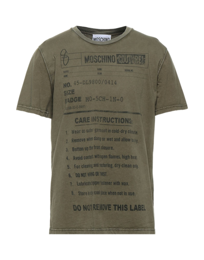 Shop Moschino Man T-shirt Military Green Size 34 Cotton