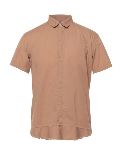Shop Daniele Alessandrini Man Shirt Camel Size 17 Cotton In Beige