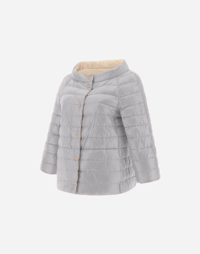 Herno Reversible Bicolor Nylon Ultralight Cape In Chantilly
