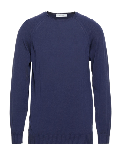 Shop Alpha Studio Man Sweater Blue Size 44 Cotton