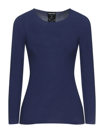 Shop Giorgio Armani Sweaters In Dark Blue