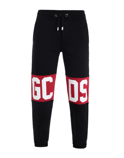 Shop Gcds Man Pants Black Size Xl Recycled Cotton