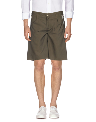 Shop Daniele Alessandrini Homme Man Shorts & Bermuda Shorts Military Green Size 28 Polyester, Viscose