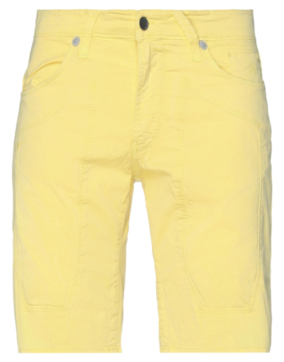 Shop Jeckerson Man Shorts & Bermuda Shorts Yellow Size 35 Cotton, Elastane