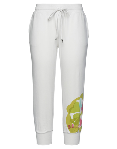 Shop Galliano Cropped Pants In White