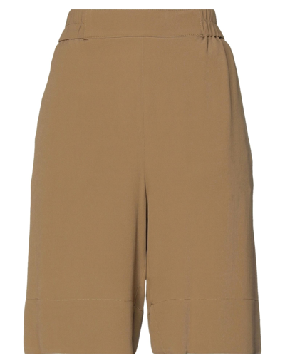 Shop Momoní Woman Shorts & Bermuda Shorts Camel Size 6 Acetate, Silk In Beige