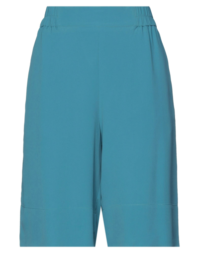 Shop Momoní Woman Shorts & Bermuda Shorts Pastel Blue Size 6 Acetate, Silk