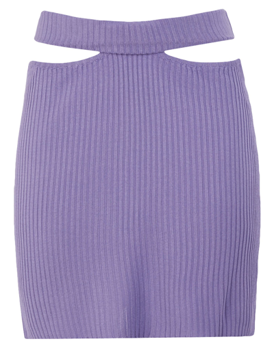 Shop 8 By Yoox Rib-knit Cut-out Mini Skirt Woman Mini Skirt Lilac Size Xl Viscose In Purple