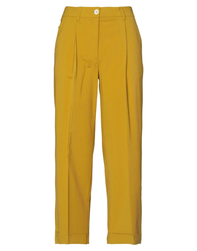 Shop Momoní Woman Pants Ocher Size 12 Viscose, Virgin Wool, Elastane In Yellow