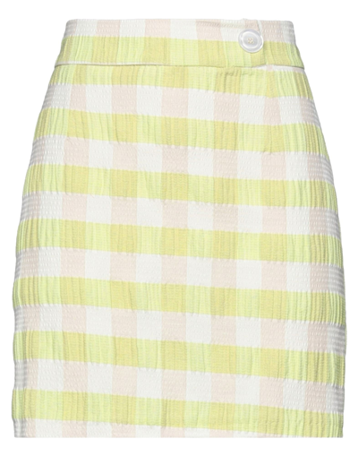 Shop Kaos Woman Mini Skirt Green Size 6 Cotton, Viscose, Polyester, Elastane