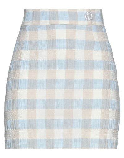 Shop Kaos Woman Mini Skirt Sky Blue Size 4 Cotton, Viscose, Polyester, Elastane
