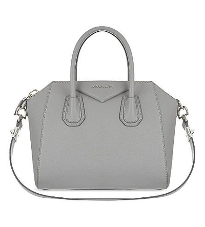 Shop Givenchy Antigona Small Soft-grained Leather Tote In Pearl Grey