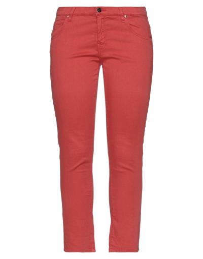 Shop Jacob Cohёn Woman Jeans Red Size 30 Cotton, Linen, Elastane