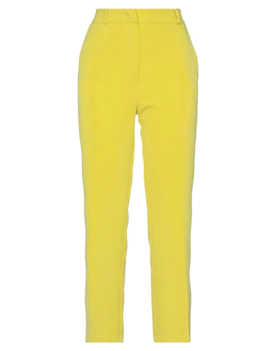Shop Kaos Woman Pants Yellow Size 4 Polyester, Elastane