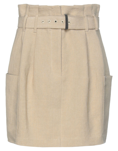 Shop Brunello Cucinelli Woman Mini Skirt Sand Size 6 Linen, Brass In Beige
