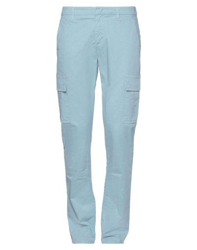 Shop Dondup Man Pants Sky Blue Size 32 Cotton, Elastane