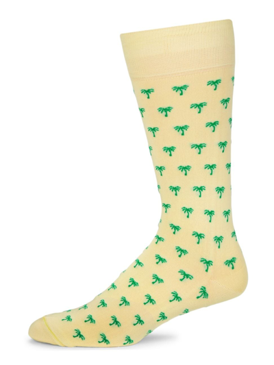 Shop Saks Fifth Avenue Men's Collection Mini Palm Tree Knit Socks In Pale Banana