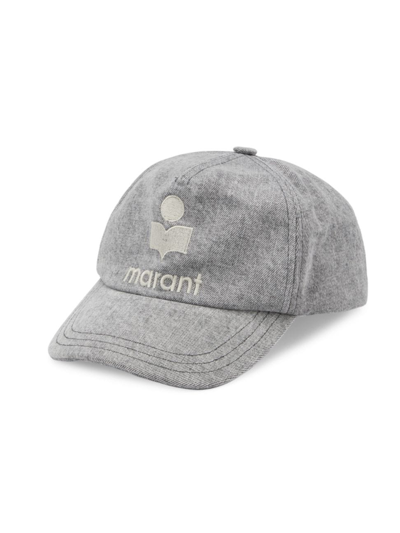 Shop Isabel Marant Logo Cotton Baseball Hat In Grey