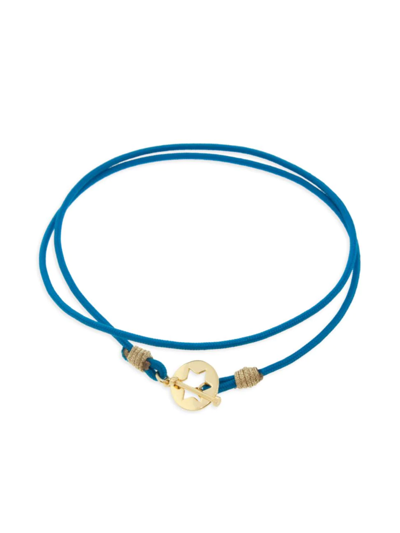 Shop Luis Morais Men's 14k Yellow Gold & Braided Cord Bracelet In Blue