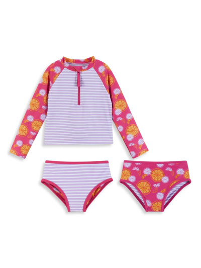 Shop Andy & Evan Little Girl's 2-piece Rashguard Swim Set In Purple Multi
