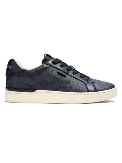Shop Coach Women's Lowline Monogram Coated Canvas Sneakers In Charcoal