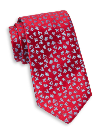 Shop Charvet Men's Neat V Silk Tie In Red Blue