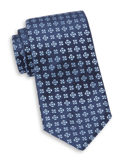 Shop Charvet Men's Neat Geo Motif Silk Tie In Navy Blue