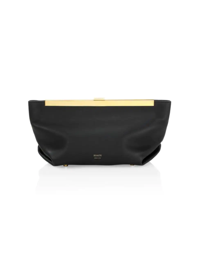 Shop Khaite Women's Aimee Leather Envelope Clutch In Black