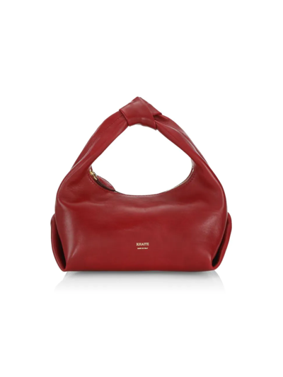 Shop Khaite Beatrice Small Leather Hobo Bag In Rouge Red