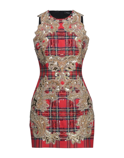Shop Balmain Woman Mini Dress Red Size 4 Virgin Wool, Elastane, Brass, Glass, Pvc - Polyvinyl Chloride