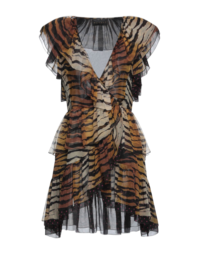 Shop Dundas Woman Mini Dress Camel Size 6 Silk In Beige