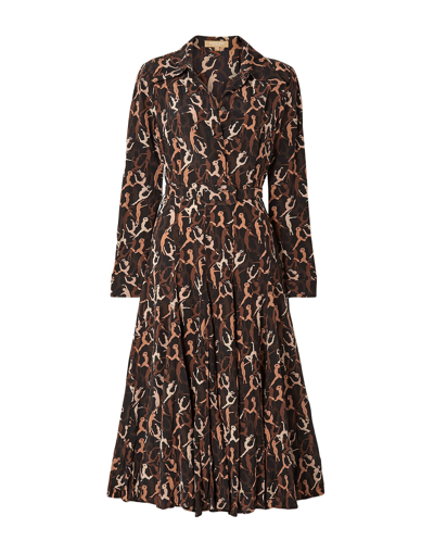 Shop Michael Kors Collection Woman Midi Dress Dark Brown Size 10 Silk