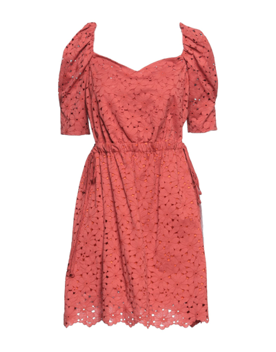 Shop Hanita Woman Mini Dress Rust Size M Nylon, Cotton In Red