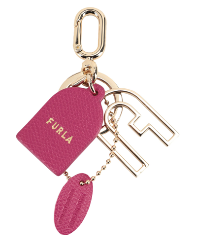 Shop Furla Venus Keyring Arch Woman Key Ring Fuchsia Size - Metal, Soft Leather In Pink