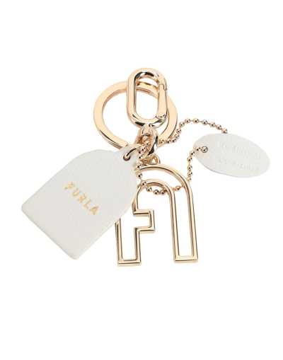 Shop Furla Venus Keyring Arch Woman Key Ring White Size - Metal, Soft Leather