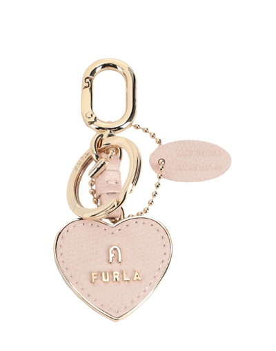 Shop Furla Magnolia Keyring Heart - Metallo+ares Woman Key Ring Light Pink Size - Metal, Soft Leath