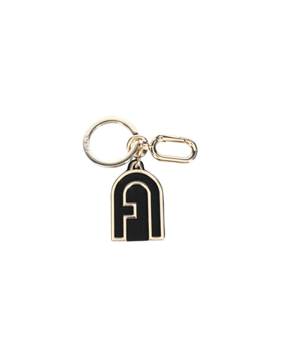 Shop Furla Venus Keyring Arch Woman Key Ring Black Size - Metal, Soft Leather