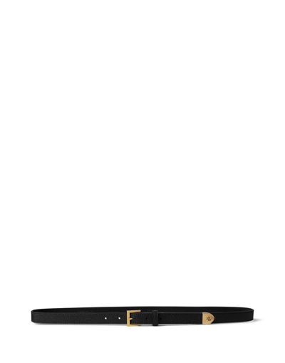 Shop Lauren Ralph Lauren Logo-tip Pebbled Leather Belt Woman Belt Black Size Xl Bovine Leather