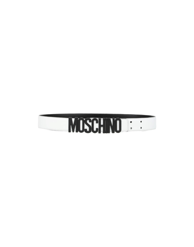 Shop Moschino Man Belt White Size 30 Soft Leather