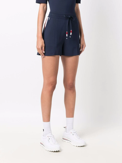 Shop Thom Browne Rwb Pintuck Shorts In Blue