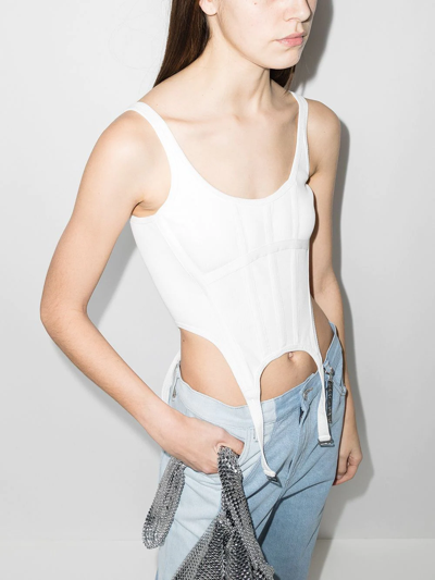 Shop Dion Lee Corset-style Zipped Cropped Top In White